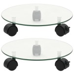 vidaXL Suport cu role pentru plante, 2 buc., 28 cm, sticlă, rotund vidaXL Suport cu role pentru plante, 2 buc., 28 cm, sticlă, rotund