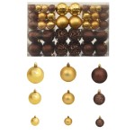 vidaXL Set globuri de Crăciun 100 buc. 3/4/6 cm, maro/bronz/auriu vidaXL Set globuri de Crăciun 100 buc. 3/4/6 cm, maro/bronz/auriu