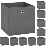 vidaXL Cutii de depozitare, 10 buc, material nețesut, 32x32x32 cm, Gri vidaXL Cutii de depozitare, 10 buc, material nețesut, 32x32x32 cm, Gri
