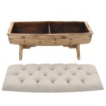 vidaXL Bancă depozitare, Lemn masiv și material textil 103x51x44 cm vidaXL Bancă depozitare, Lemn masiv și material textil 103x51x44 cm