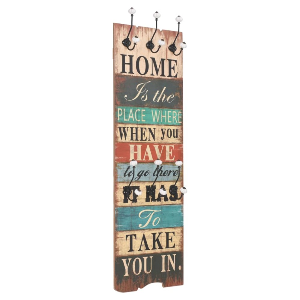 vidaXL Cuier de perete cu 6 cârlige, 120 x 40 cm, HOME IS