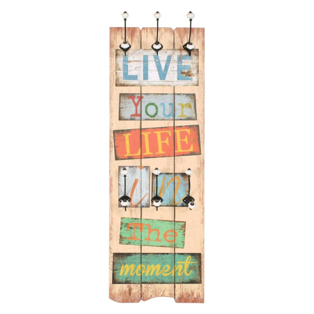 vidaXL Cuier de perete cu 6 cârlige, 120 x 40 cm, LIVE LIFE
