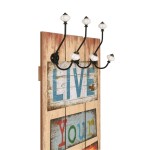 vidaXL Cuier de perete cu 6 cârlige, 120 x 40 cm, LIVE LIFE vidaXL Cuier de perete cu 6 cârlige, 120 x 40 cm, LIVE LIFE
