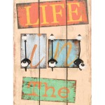 vidaXL Cuier de perete cu 6 cârlige, 120 x 40 cm, LIVE LIFE vidaXL Cuier de perete cu 6 cârlige, 120 x 40 cm, LIVE LIFE