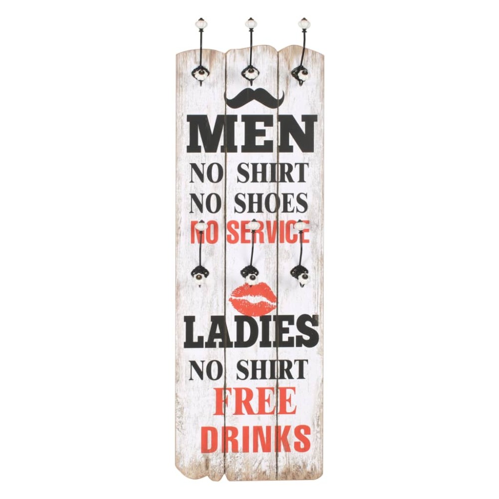 vidaXL Cuier de perete cu 6 cârlige MEN LADIES, 120 x 40 cm