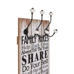 vidaXL Cuier de perete cu 6 cârlige, 120 x 40 cm, FAMILY RULES vidaXL Cuier de perete cu 6 cârlige, 120 x 40 cm, FAMILY RULES