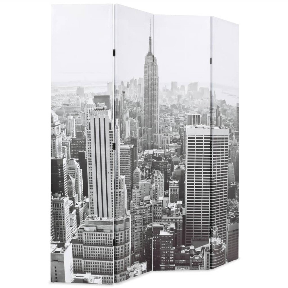 vidaXL Paravan cameră pliabil, 160x170 cm, New York pe zi, alb/negru