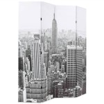 vidaXL Paravan cameră pliabil, 160x170 cm, New York pe zi, alb/negru vidaXL Paravan cameră pliabil, 160x170 cm, New York pe zi, alb/negru
