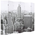 vidaXL Paravan cameră pliabil, 228 x 170 cm, New York pe zi, alb/negru vidaXL Paravan cameră pliabil, 228 x 170 cm, New York pe zi, alb/negru