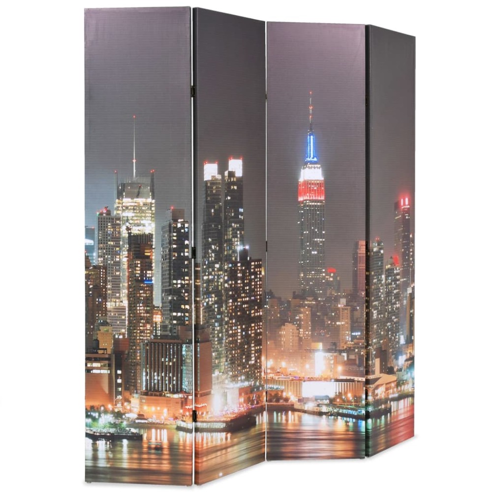 vidaXL Paravan cameră pliabil 160 x 170 cm, New York pe timp de noapte