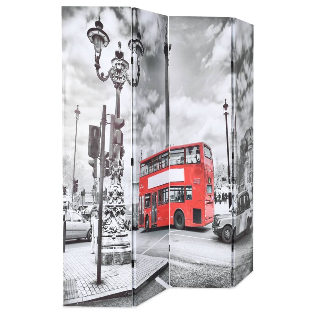 vidaXL Paravan cameră pliabil, 160x170 cm, autobuz londonez, negru/alb