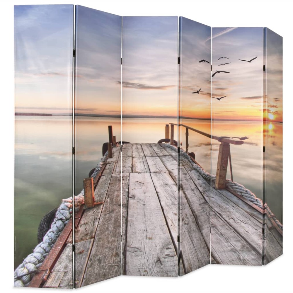 vidaXL Paravan de cameră pliabil, 228 x 170 cm, imprimeu lac