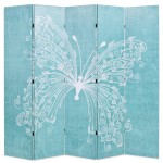 vidaXL Paravan cameră pliabil, albastru, 200 x 170 cm, fluture vidaXL Paravan cameră pliabil, albastru, 200 x 170 cm, fluture