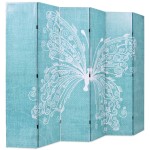 vidaXL Paravan cameră pliabil, albastru, 228 x 170 cm, fluture vidaXL Paravan cameră pliabil, albastru, 228 x 170 cm, fluture