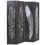 vidaXL Paravan cameră pliabil, negru&alb, 160 x 170 cm, imprimeu pene vidaXL Paravan cameră pliabil, negru&alb, 160 x 170 cm, imprimeu pene
