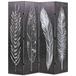 vidaXL Paravan cameră pliabil, negru&alb, 160 x 170 cm, imprimeu pene vidaXL Paravan cameră pliabil, negru&alb, 160 x 170 cm, imprimeu pene