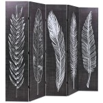 vidaXL Paravan cameră pliabil, negru&alb, 200 x 170 cm, imprimeu pene vidaXL Paravan cameră pliabil, negru&alb, 200 x 170 cm, imprimeu pene
