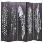 vidaXL Paravan cameră pliabil, negru&alb, 200 x 170 cm, imprimeu pene vidaXL Paravan cameră pliabil, negru&alb, 200 x 170 cm, imprimeu pene
