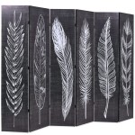 vidaXL Paravan cameră pliabil, negru&alb, 228 x 170 cm, imprimeu pene vidaXL Paravan cameră pliabil, negru&alb, 228 x 170 cm, imprimeu pene