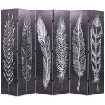 vidaXL Paravan cameră pliabil, negru&alb, 228 x 170 cm, imprimeu pene vidaXL Paravan cameră pliabil, negru&alb, 228 x 170 cm, imprimeu pene