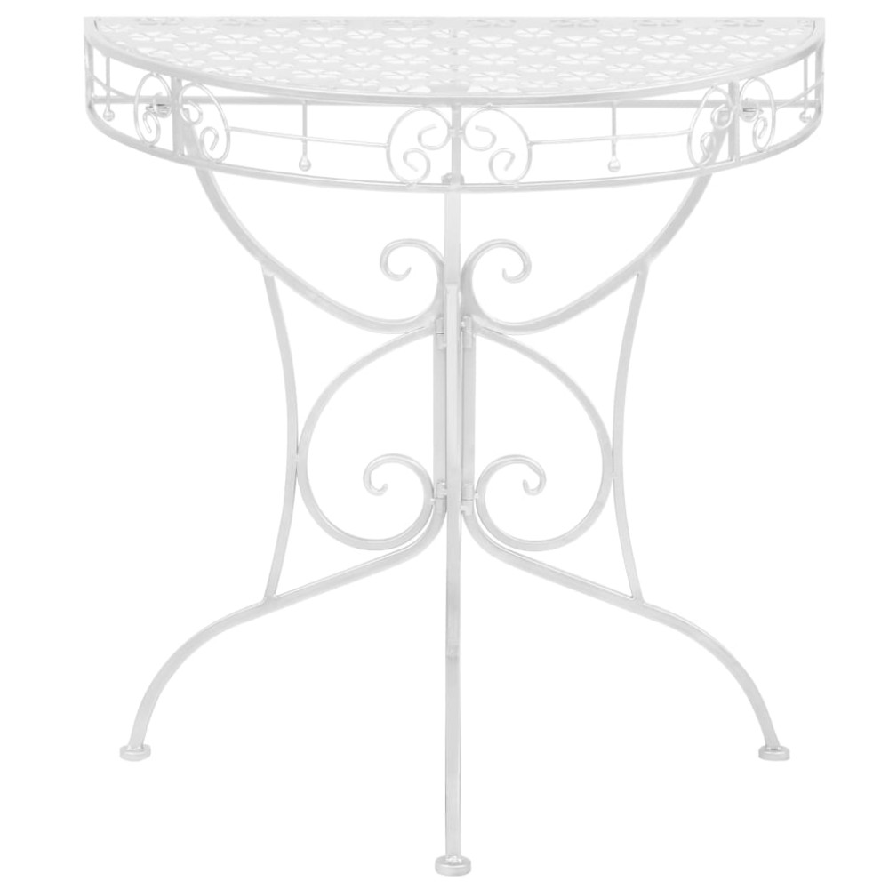 vidaXL Masă laterală tip vintage argintiu 72x36x74 cm metal semirotund