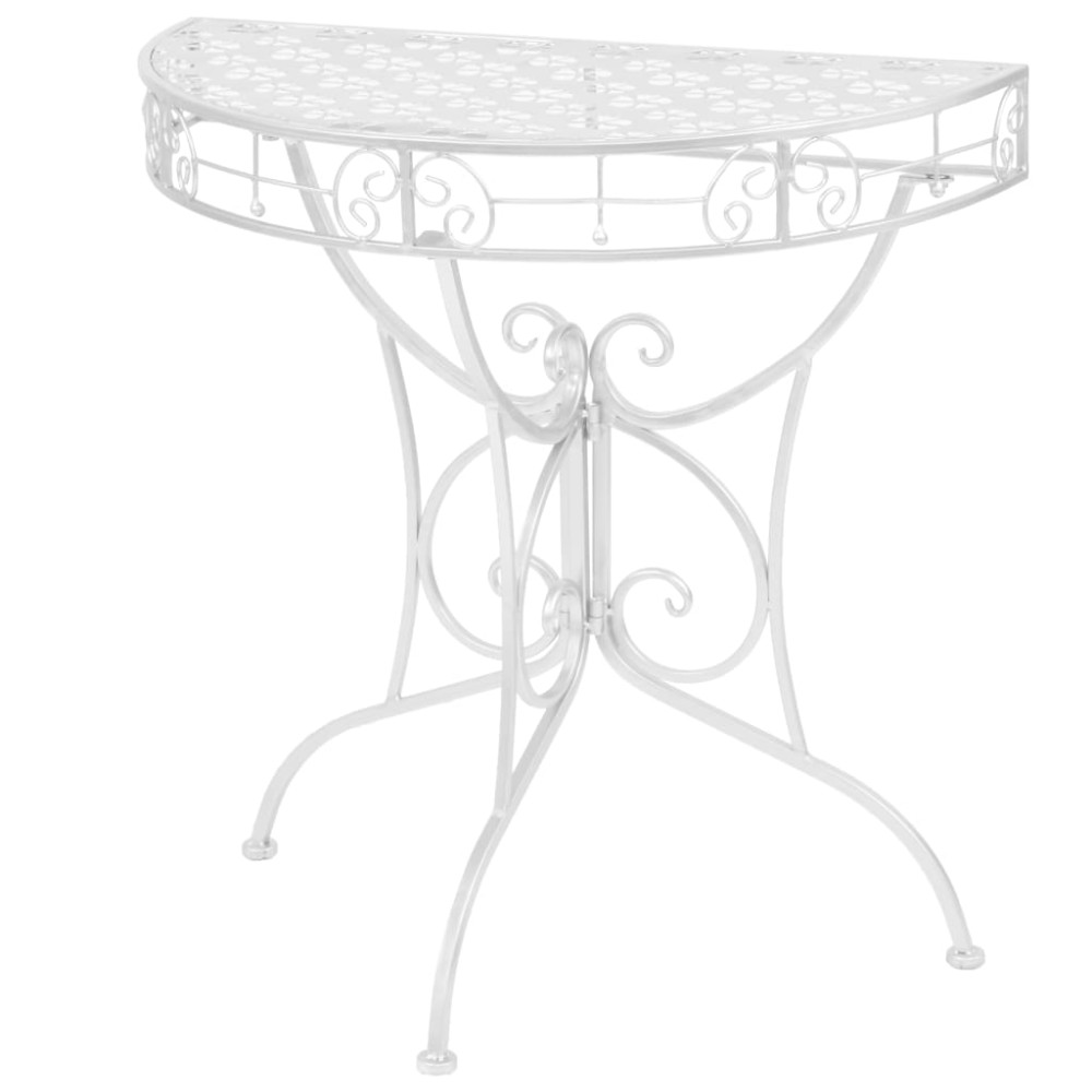 vidaXL Masă laterală tip vintage argintiu 72x36x74 cm metal semirotund