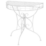 vidaXL Masă laterală tip vintage argintiu 72x36x74 cm metal semirotund vidaXL Masă laterală tip vintage argintiu 72x36x74 cm metal semirotund