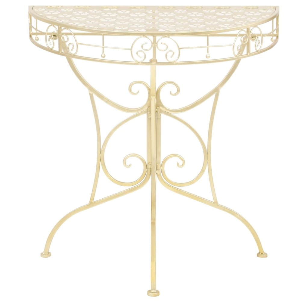 vidaXL Masă laterală stil vintage semirotundă metal 72x36x74 cm auriu