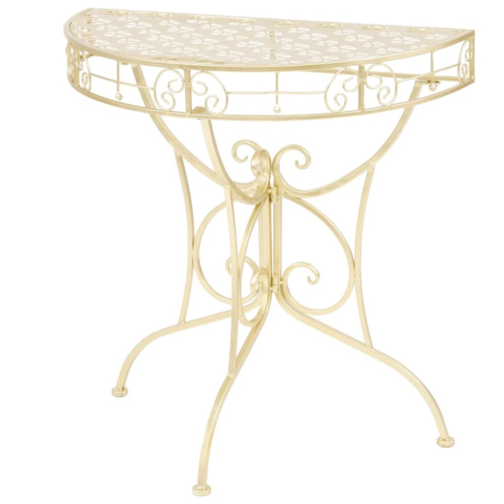 vidaXL Masă laterală stil vintage semirotundă metal 72x36x74 cm auriu
