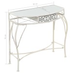 vidaXL Masă laterală stil franțuzesc, alb, 82 x 39 x 76 cm, metal vidaXL Masă laterală stil franțuzesc, alb, 82 x 39 x 76 cm, metal