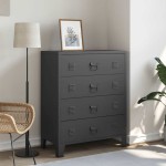 vidaXL Comodă sertare, metal, stil industrial, 78x40x93 cm, negru vidaXL Comodă sertare, metal, stil industrial, 78x40x93 cm, negru