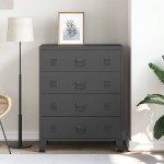 vidaXL Comodă sertare, metal, stil industrial, 78x40x93 cm, negru vidaXL Comodă sertare, metal, stil industrial, 78x40x93 cm, negru