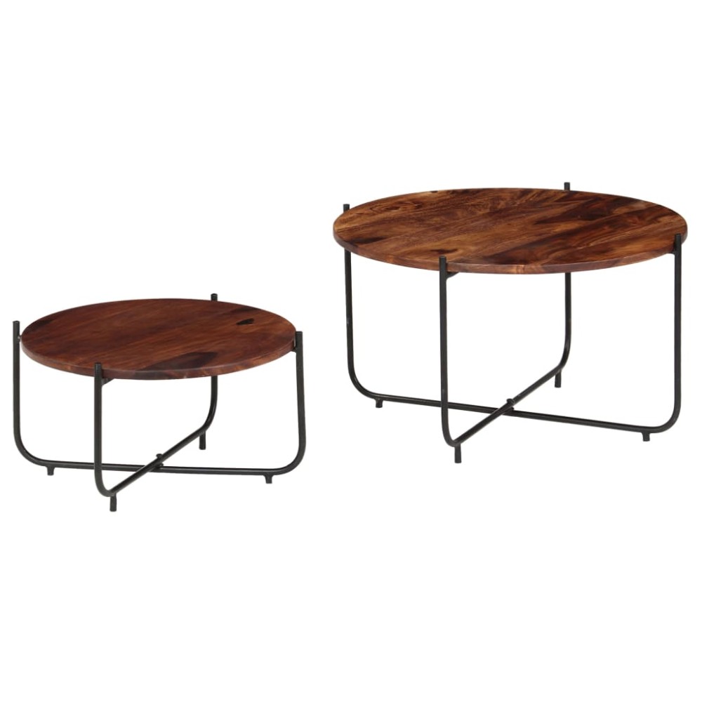 vidaXL Set masă de cafea, 2 piese, lemn masiv de acacia, 60 x 35 cm