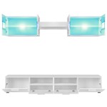 vidaXL Set comodă TV de perete, 5 piese, lumini LED, alb lucios vidaXL Set comodă TV de perete, 5 piese, lumini LED, alb lucios