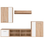 vidaXL Set mobilier TV, 5 piese, alb/stejar sonoma, lemn prelucrat