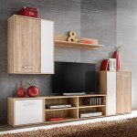 vidaXL Set mobilier TV, 5 piese, alb/stejar sonoma, lemn prelucrat