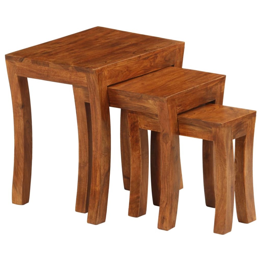 vidaXL Set mese suprapuse,3 piese,lemn masiv acacia, 50x35x50 cm, maro