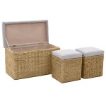 vidaXL Bancă cu 2 taburete, iarbă de mare, gri