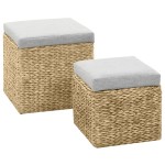 vidaXL Set taburete 2 buc., iarbă de mare, gri vidaXL Set taburete 2 buc., iarbă de mare, gri