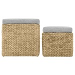 vidaXL Set taburete 2 buc., iarbă de mare, gri vidaXL Set taburete 2 buc., iarbă de mare, gri