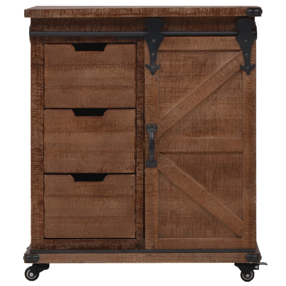 vidaXL Dulap de depozitare, lemn masiv de brad 64 x 33,5 x 75 cm, maro