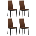 vidaXL Scaune de bucătărie, 4 buc., maro, material textil