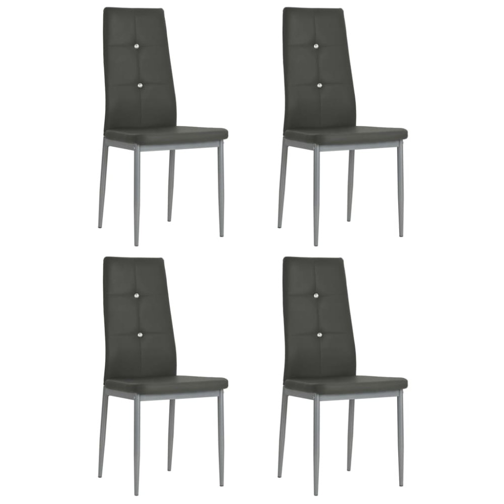vidaXL Scaune de sufragerie, 4 buc. gri, piele ecologică
