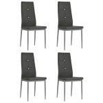 vidaXL Scaune de sufragerie, 4 buc. gri, piele ecologică vidaXL Scaune de sufragerie, 4 buc. gri, piele ecologică