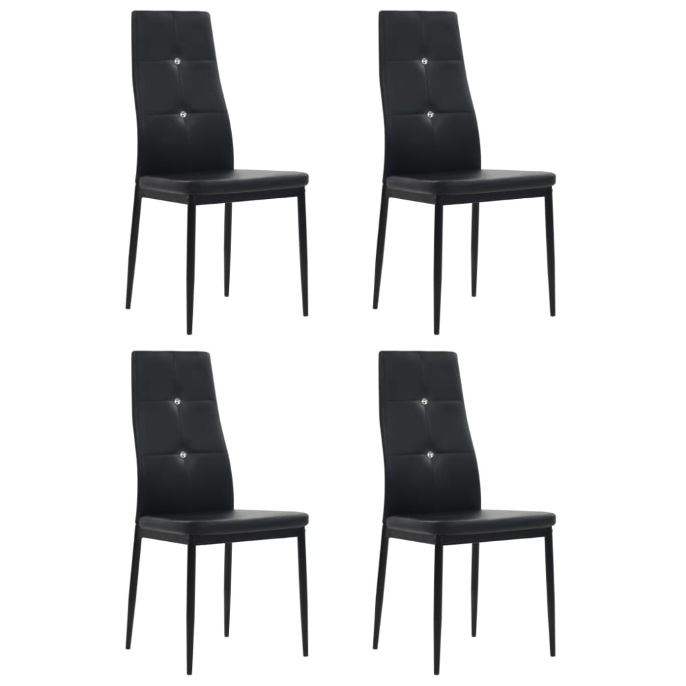 vidaXL Scaune de sufragerie, 4 buc., negru, piele ecologică