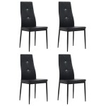 vidaXL Scaune de sufragerie, 4 buc., negru, piele ecologică vidaXL Scaune de sufragerie, 4 buc., negru, piele ecologică
