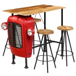 vidaXL Set bar 5 piese, lemn masiv de mango, 120x60x107 cm