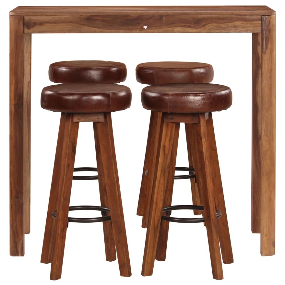 vidaXL Set mobilier bar, 5 piese, 115x56x107 cm lemn masiv