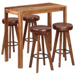 vidaXL Set mobilier bar, 5 piese, 115x56x107 cm lemn masiv vidaXL Set mobilier bar, 5 piese, 115x56x107 cm lemn masiv
