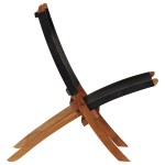 vidaXL Scaun relaxant pliant, negru, piele naturală